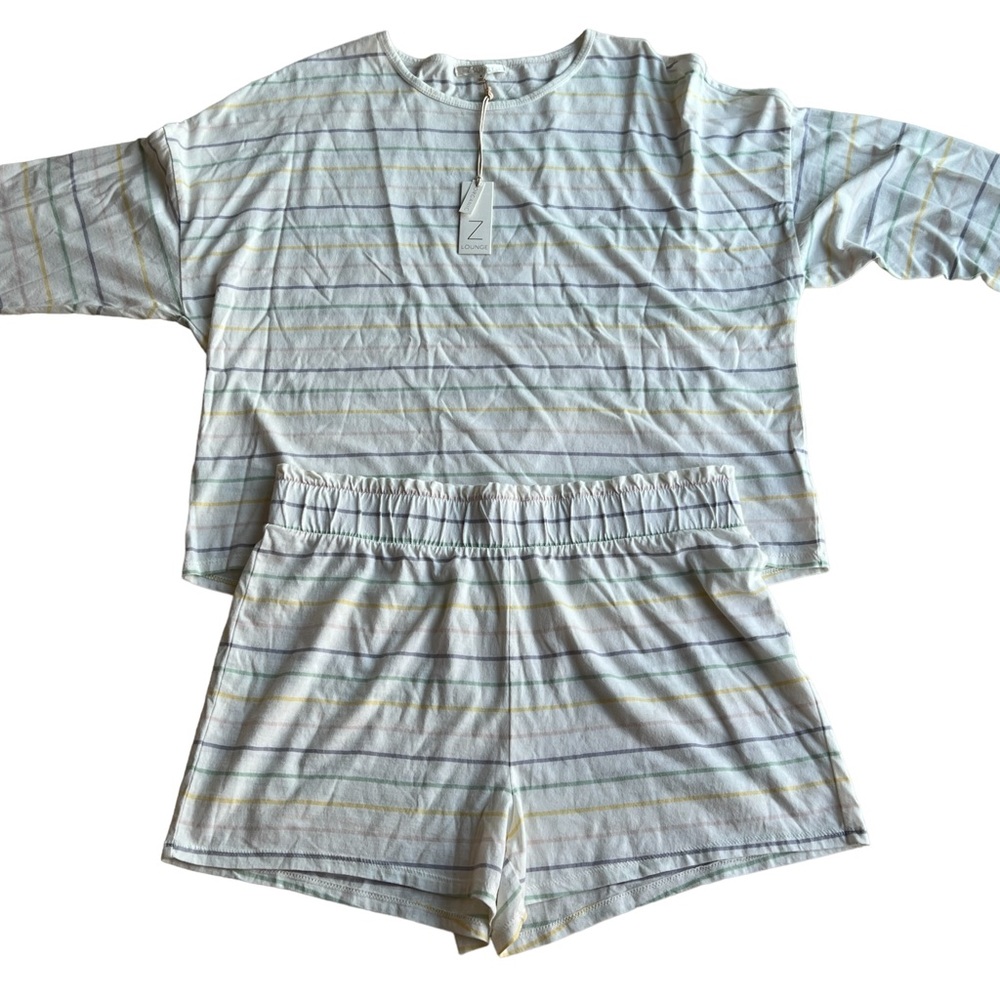 Z SUPPLY LOUNGE SET SPRINGTIME STRIPE PJ SET Large Bottom Medium Top